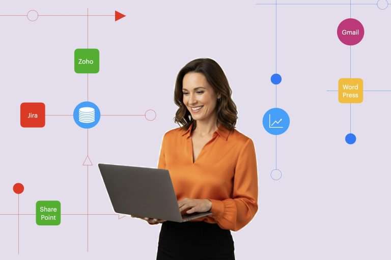 Woman looking at her laptop about Enterprise AI workflow automation